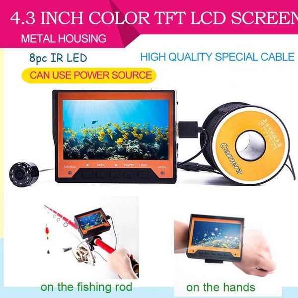 

8pcs ir led special cable 4.3inch color tft lcd screen underwater fishing camera/monitor with 140 degrees angle f03