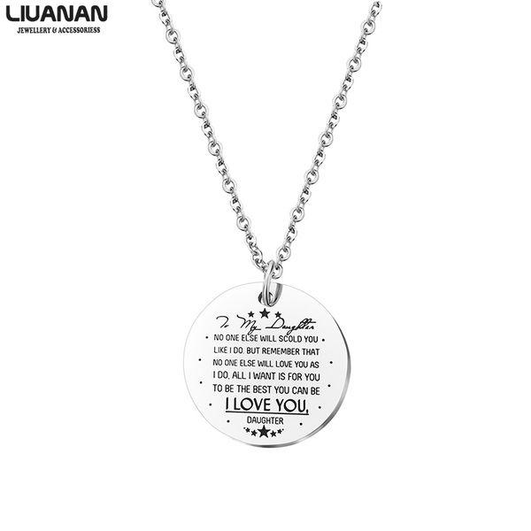 

to my beautiful daughter necklace daughter jewelry for women girl stainless steel pendant necklace gift for family, Silver