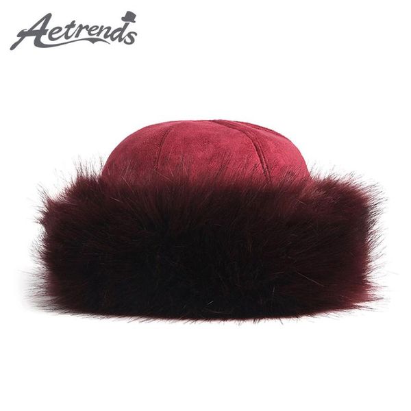 

aetrends] winter warm hats for women and men thicken suede felt surface skullies hat outdoor beanies z-10110, Blue;gray