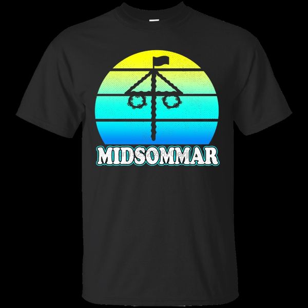 

midsummer midsommar maypole summer retro sunset distressed t shirt black unisex