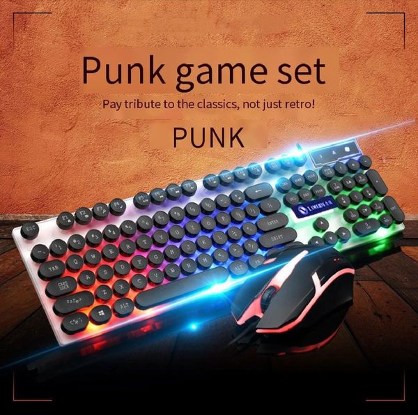 

keyboard and mouse set luminous mechanical feel great deskand lapare universal /usb/ punk style game cable
