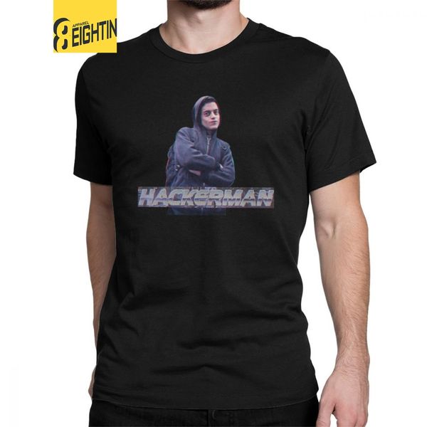 

men's hackerman mr robot t shirt hacker fsociety corp mask malek linux t-shirts computer programmer cotton short sleeve tee
