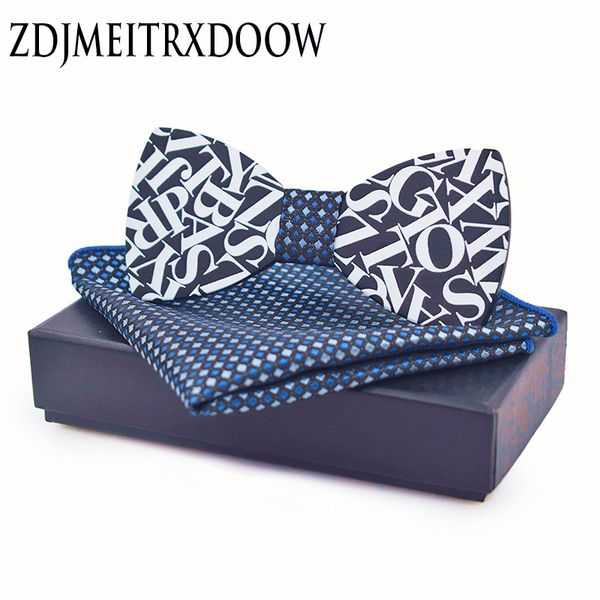 

мода в стиле письма мужские bow tie шпалы деревянные bowtie для мужчин платок набор белый лук галстук gravatas пара homens, Blue;purple