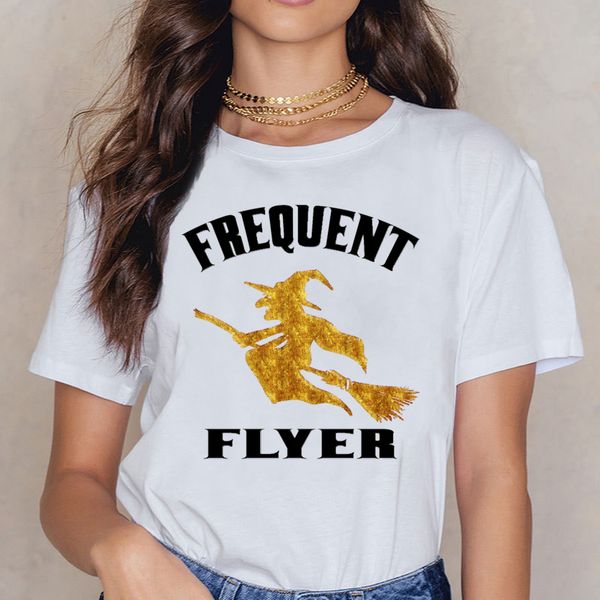 

t shirt women frequent flyer halloween humor white print female shirt