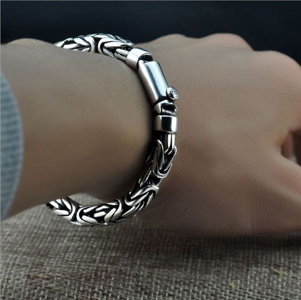 

real 925 solid silver men браслет простой личность мода браслет браслет женщин, Black
