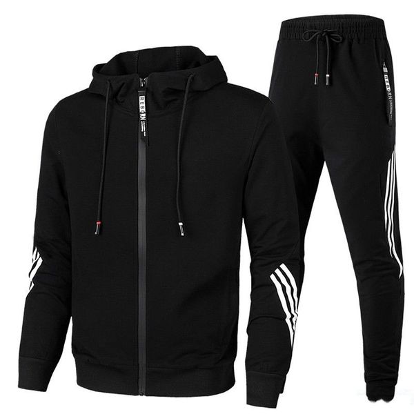 

Men Women tracksuits 2020 new arrival high quality two pieces set Hooded jacket+track pants with letters and strips printed Asian Size L-4XL