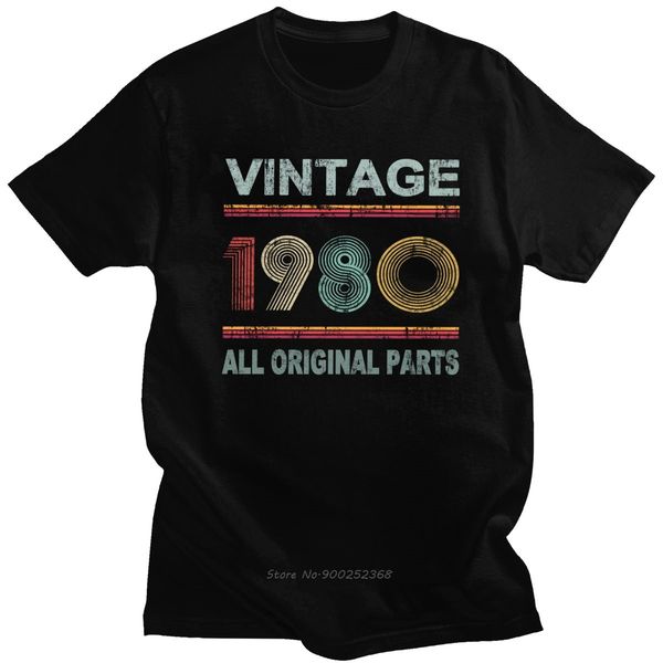

classic vintage born in 1980 t-shirt men short sleeve all original parts tee shirt 40 years old 40th birthday gift cotton tshirt