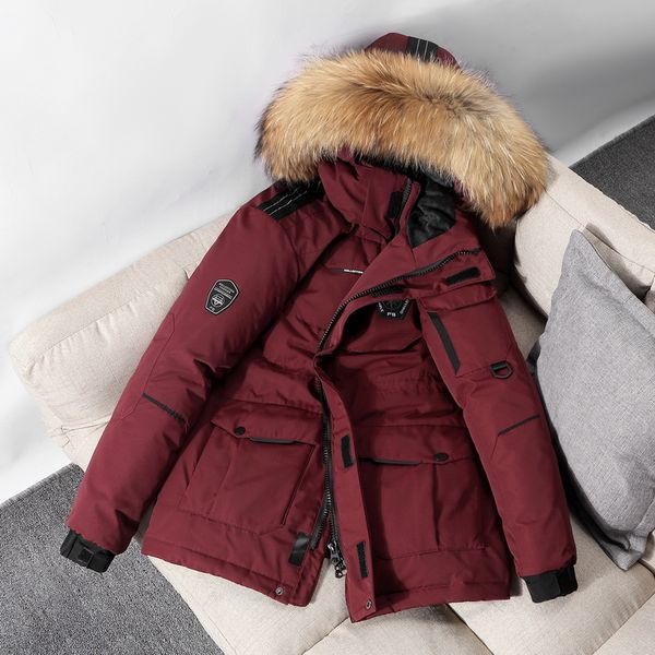 

large size loose coat men winter jacket men hooded duck down jacket male windproof parka thick warm overcoat coats, Black