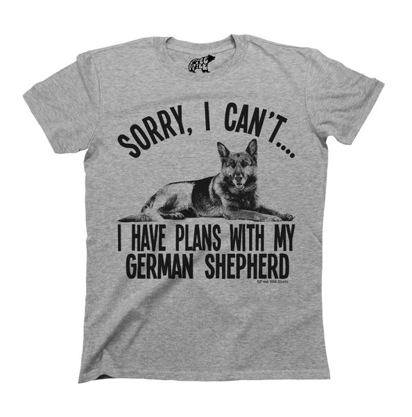 

sorry i cant i have plans with my german shepherd dog t-shirt mens ladies 100% cotton tee shirt wholesale tee