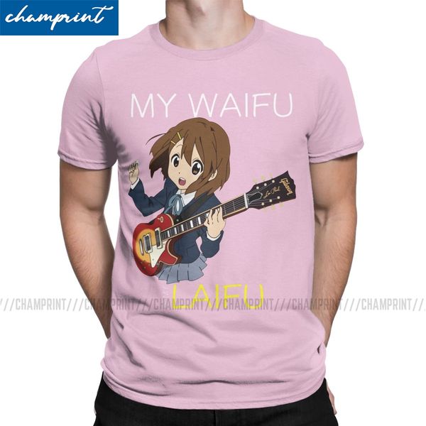 

yui waifu inspired аниме футболка мужчины смешные футболки вокруг шеи k-на юи хирасава япония music tee с коротким рукавом топы отпечатано