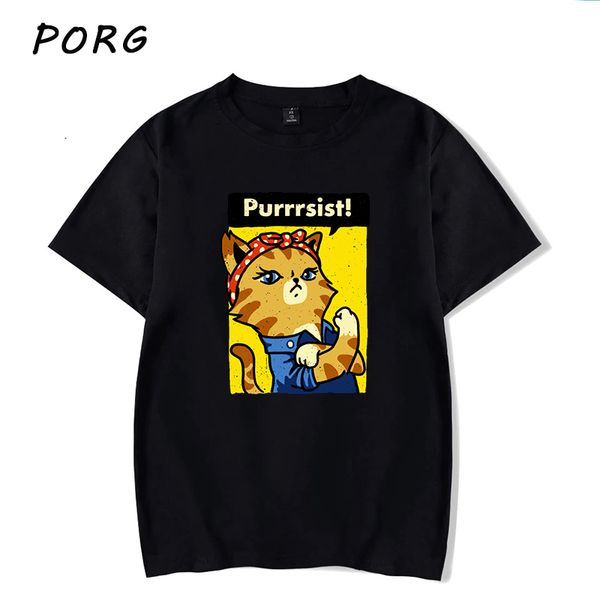 

purrrsist черного tshirt harajuku футболка корейская печать kawaii gothic эстетическая streetwear camisetas verano mujer женская одежда