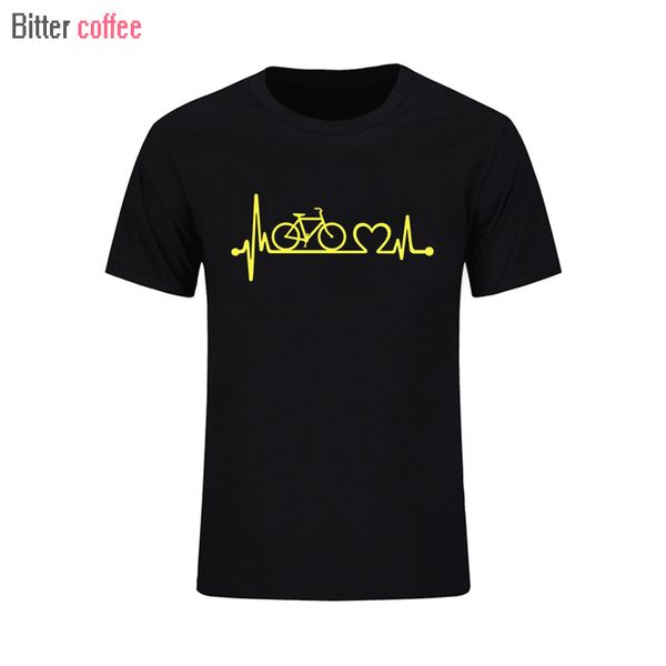 

new летняя мода велосипед heartbeat lifeline футболка мужчины хлопок прохладный высокое качество печатных футболки с коротким рукавом топы т