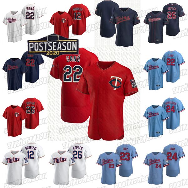 

22 miguel sano 2020 postseason jersey max kepler josh donaldson byron buxton eddie rosario jorge polanco nelson cruz mitch garver, Blue;black