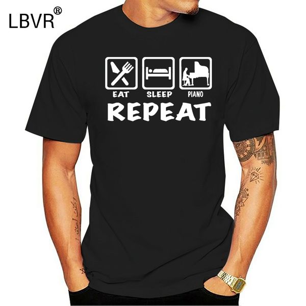 

eat sleep piano repeat tee t-shirt music summer style tee shirt for man o-neck tee