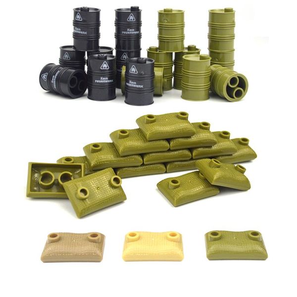 

military accessories bricks sandbags oil drum swat weapon soldier ww2 army moc parts building block military scene series bbylkg homebag