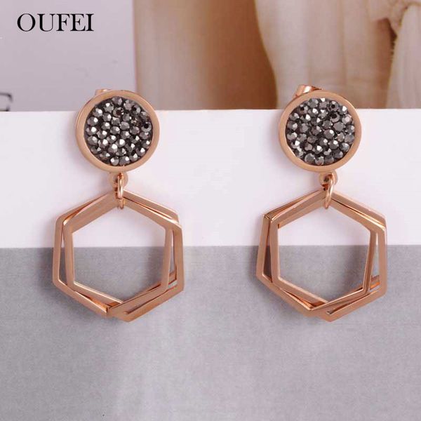 

dangle & chandelier oufei rose gold black earrings set stainless steel for women 2021 charms jewelry accessories, Silver