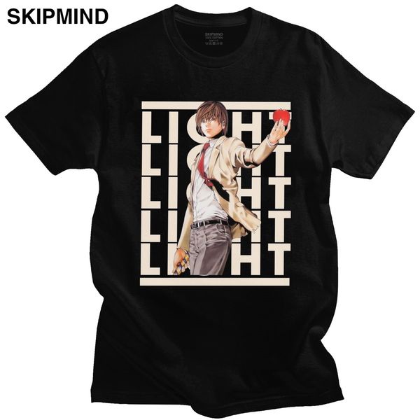 

fashion name light yagami tshirt short sleeve soft cotton anime tee shirt crew neck casual japanese manga death note t-shirt