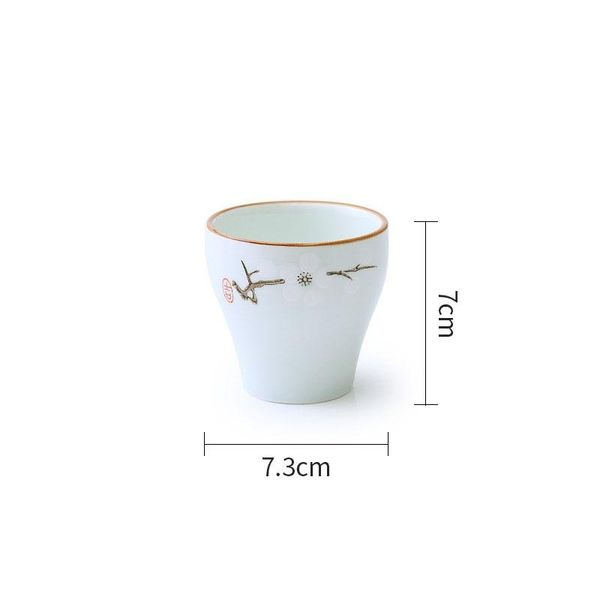 

traditional japanese tea cup zen asian style ceramic tea cups sake cups with hand painted plum blossom on vintage white 6 ounce