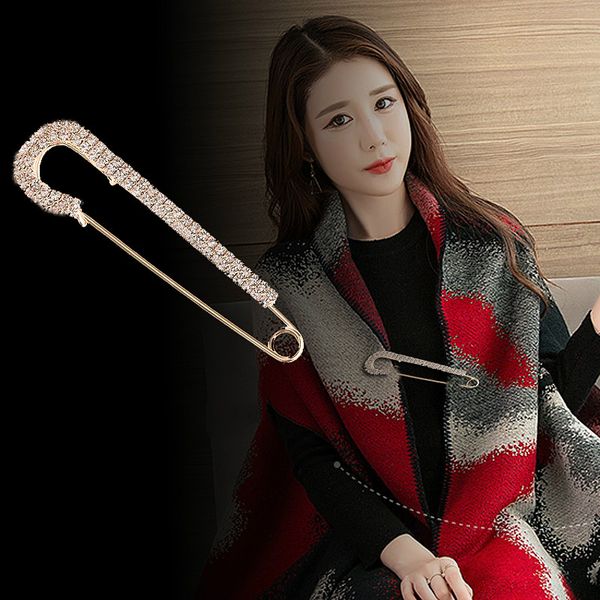 

pins, brooches crystal rhinestone pins metal suit needle cardigan clip lapel pin scarf buckle dress anti-light brooch women jewelry, Gray