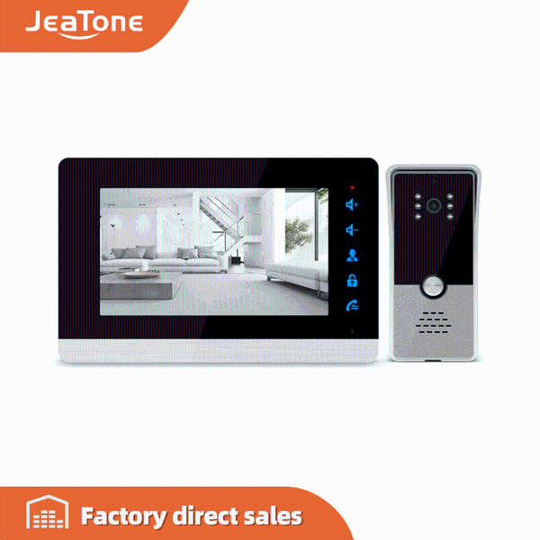

video door phones jeatone 7'' intercom phone system, 600tvl wide angle degree/day and night vision, support english russian