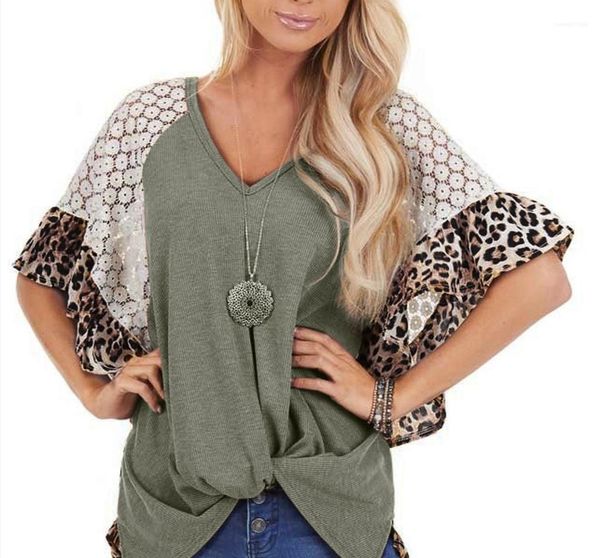 

tshirts кружева leopard piping batwing втулки лета футболки вскользь женщин с коротким рукавом топы womens конструктора, White