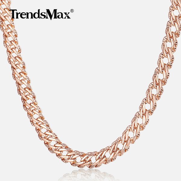

trendsmax necklaces for women men 585 rose gold venitian curb link chain necklace 45cm 55cm 60cm fashion jewelry kgn453, Silver