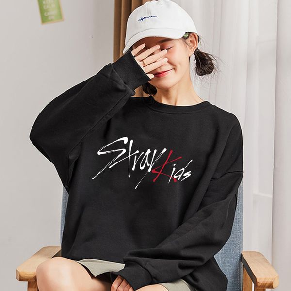 

winter pullover sweatshirts for women stray kids kpop hoodie miroh hoodies sweatshirt hip hop streetwear clothing bluza damska, Black
