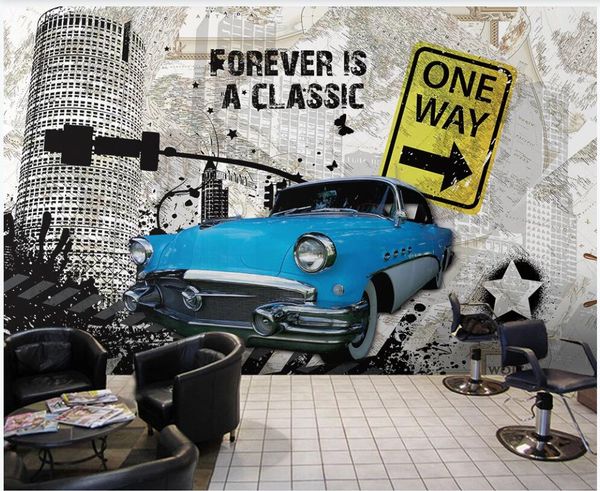 

3d wallpaper custom p mural on the wall street tall buildings with retro cars background home decor living room wallpaper for walls 3 d