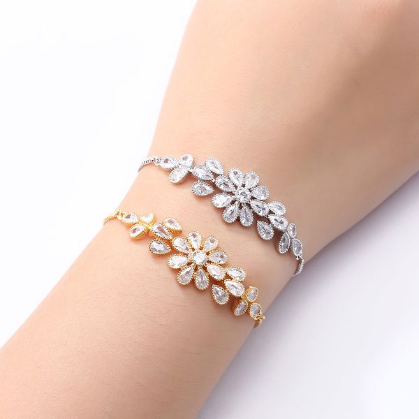 

bracelet nankiya temperament gorgeou creative leaves and flower design zircon women wedding party girlfriend gift sl1169 pulsera, Golden;silver