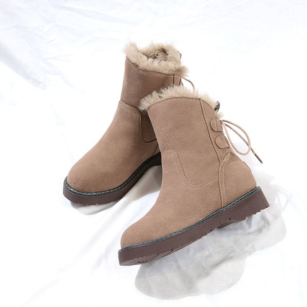 

women boots ankle boots for womens platform female fur furry snow winter shoes non-slip fashion female shoes u11-14, Black
