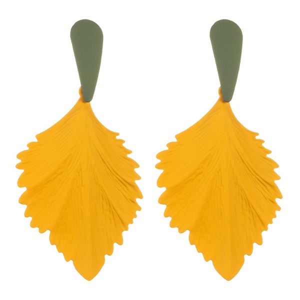 

2020 statement big leaf drop earrings for women vintage geometric candy color leaves dangle earrings girls jewelry accessories, Silver