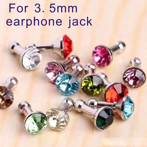 

universal 3.5mm crystal diamond rhinestone anti dust plug dustproof earphone jack plug headphone plugs ser cap gadgets