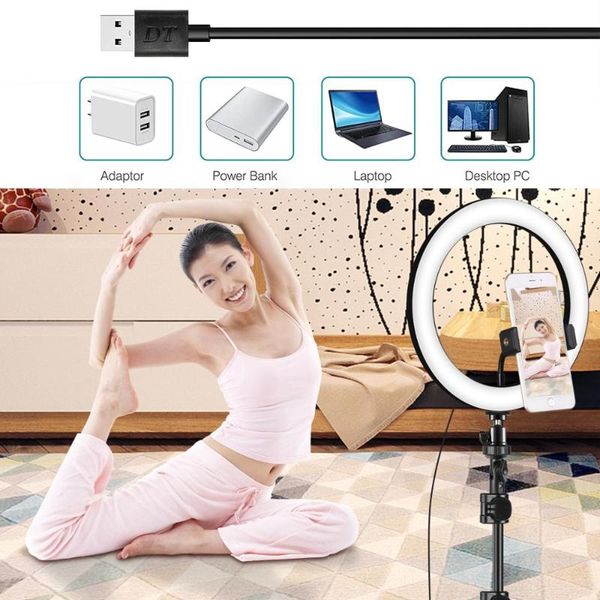 

dimmable led selfie ring light with tripod usb selfie light ring lamp big pgraphy ringlight with stand for cell phone studio