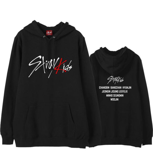 

2020 new arrival straykids all member names printing pullover hoodies for fan supportive kpop fleece/thin sweatshirt, Black