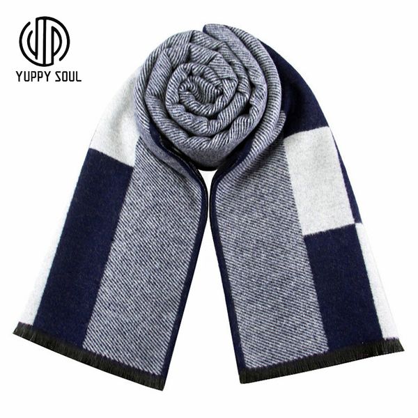 

scarves 2021 fashion winter plaid scarf windproof warm cotton shawls soft casual man business for, Blue;gray