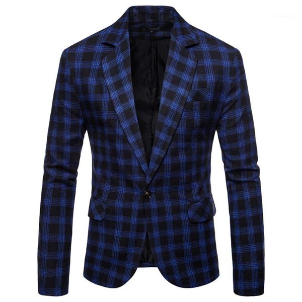 

single button mens jacket mens designer suit jacket fashion casual plaid jacket spring autumn long sleeved, Black;brown