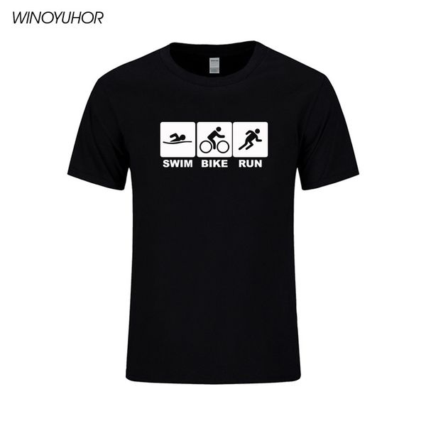 

triathlon t-shirt men swimming biking running funny printed t shirts for men summer fashion short sleeve cotton tees