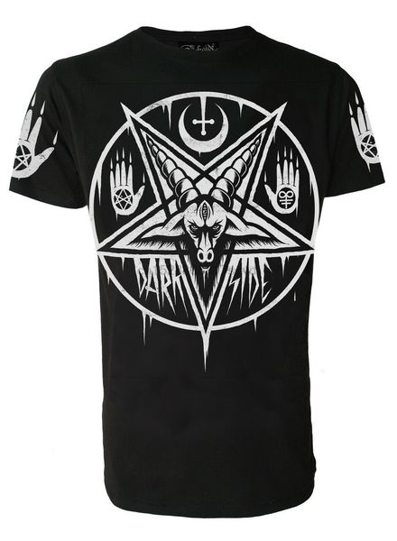 

darkside baphomet pentagram occult satanic mens t shirt black rock biker s-3xl design tee