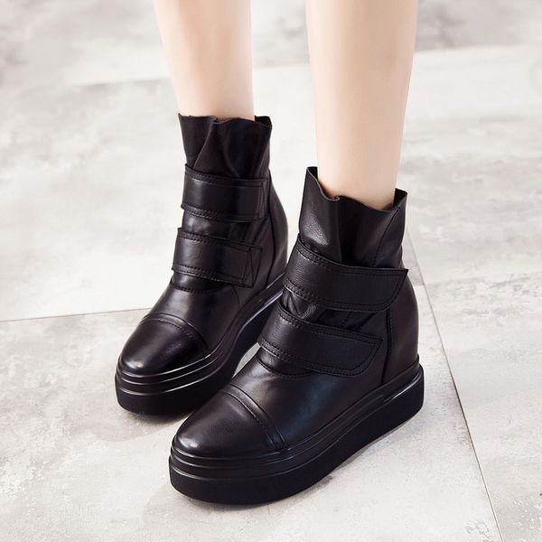 

удобные кожа женщин сапоги осень и зима новый водонепроницаемый круглый head full leather black легкий повседневный мартин сапоги