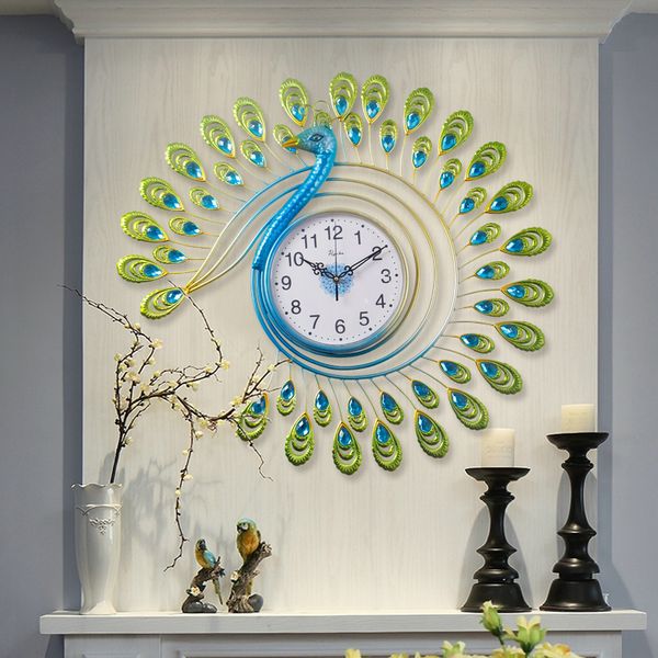 

peacock wall clock living room creative wall clock art decorative mute hanging decorations living room ornament