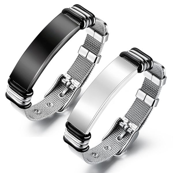 

link, chain yo strap bracelets for man women watch band style stainless steel net male jewelry, Black