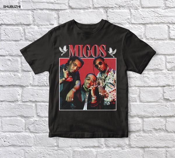 

migos 90s vintage black tshirt men t shirt cotton tshirt men summer fashion t-shirt euro size