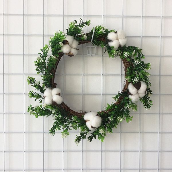 

12 inch natural cotton wreath w/twig base artificial leaves christmas wreath farmhouse decor