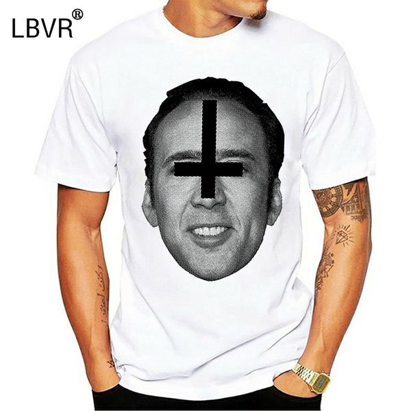 

nicolas cage meme satanic t-shirt, pemium cotton funny shirt