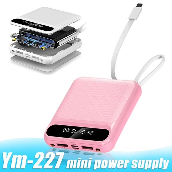 

mini dual usb portable charger ym-227 powerbank larger capacity battery led light digital display charger for iphone 11 samsung s20 in box
