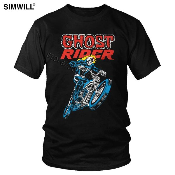 

vintage ghost rider t shirt novelty summer cotton skeleton skull cycle t-shirt men short sleeve round neck graphic tee gift