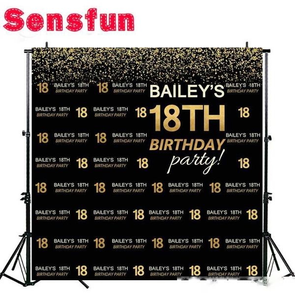 

sensfun bokeh happy 18 birthday black gold children birthday custom pgraphy studio backgrounds backdrops vinyl 10x10ft