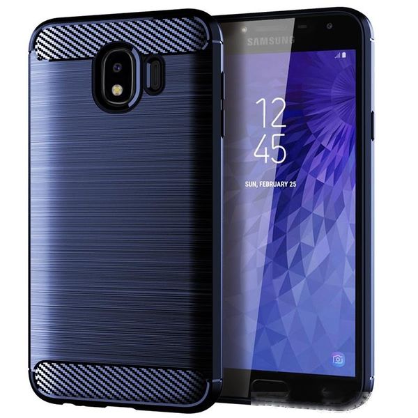 

carbon fiber phone case for samsung j4 2018 silicone tpu rugged armor designed silicone rubber bumper case