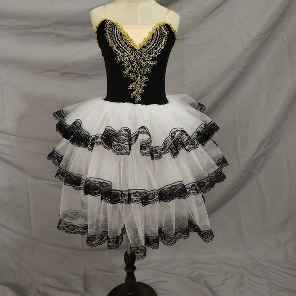 

stage wear children professional ballet dress long pancake tutu kids toddler girls halloween costume ballerina red lace, Black;red
