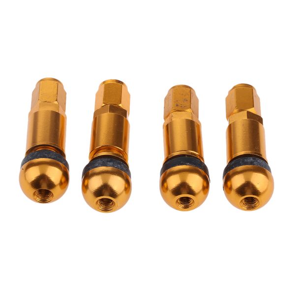 

4 pcs aluminum car auto van tubeless wheel dust caps tire valve stems gold